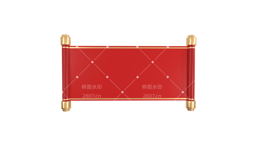 手绘红色3D喜庆元宵节卷轴元素