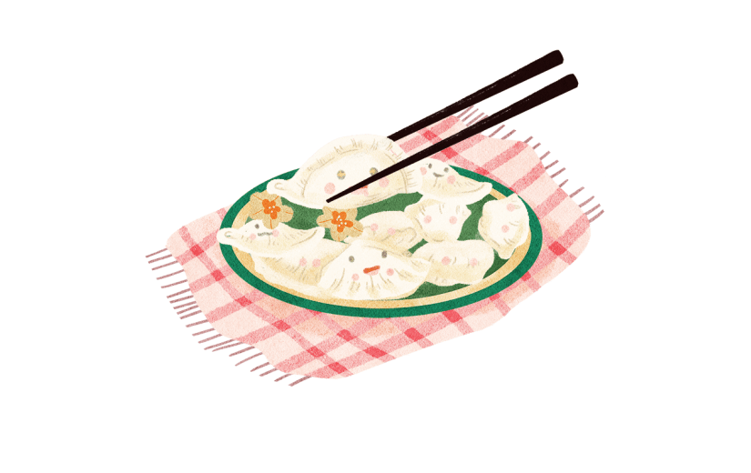 手绘-冬天问候专题贴纸-饺子