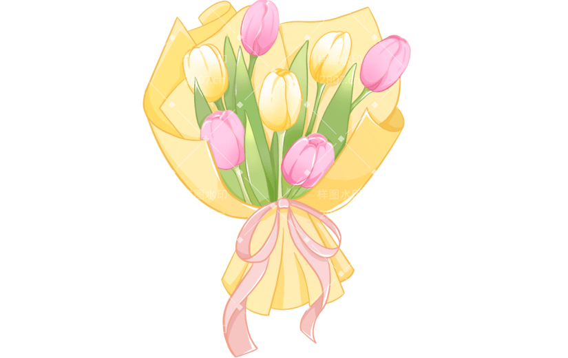 植物通用插画郁金香花束花朵元素素材