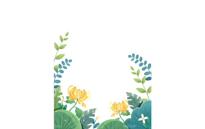 植物通用插画花朵边框元素素材
