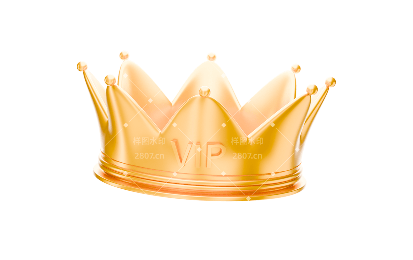 促销通用3D立体C4DVIP金色皇冠元素素材