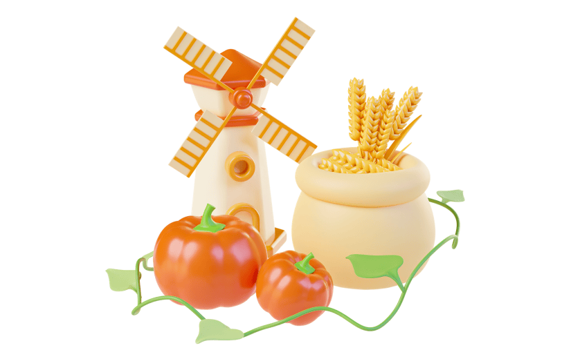 秋分通用3D美食组合元素贴纸