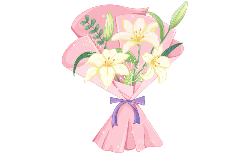 植物通用清新插画包装花束元素素材