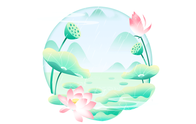 传统节气二十四节气雨水插画渐变矢量图形植物组合元素素材