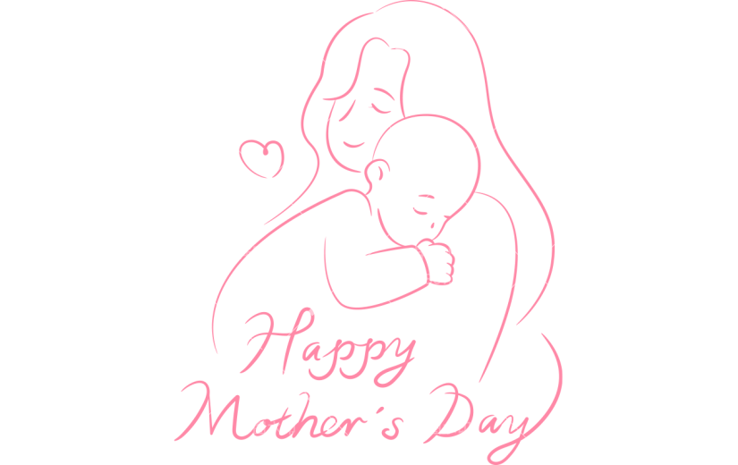 母亲节通用手绘母子人物Happy’s Mother’s Day主题文字标题艺术字元素素材