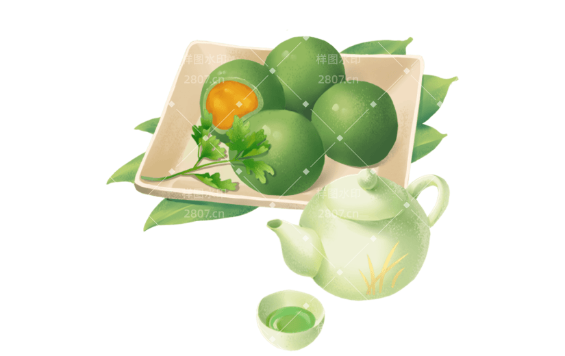 清明节清明写实风插画青团美食元素素材
