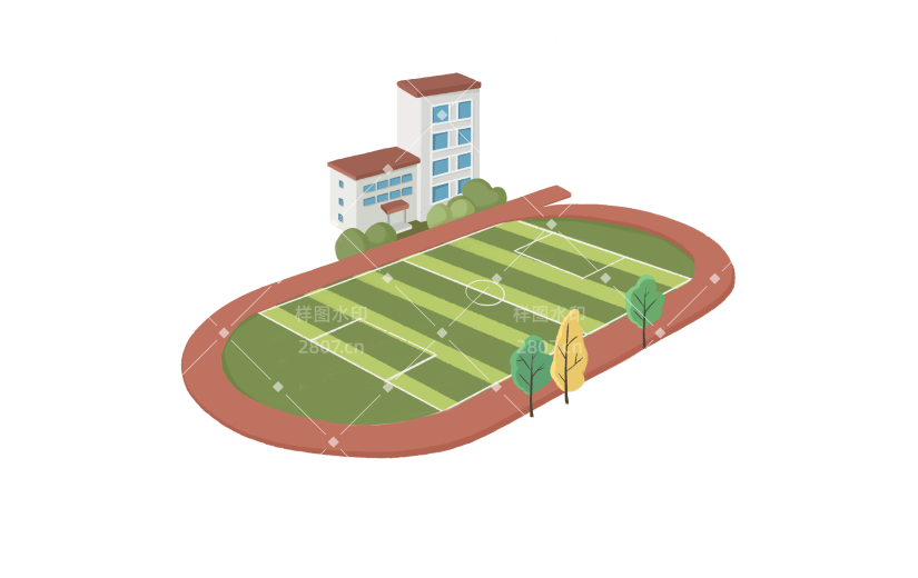 手绘操场学校建筑元素