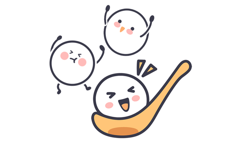可爱风冬至汤圆元素贴纸