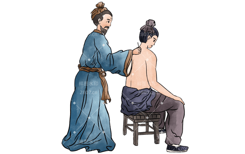 手绘古风人物针灸大尺寸贴纸5