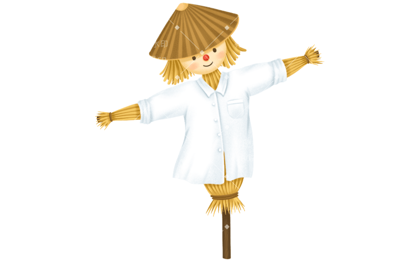 手绘-卡通风芒种元素稻草人贴纸5