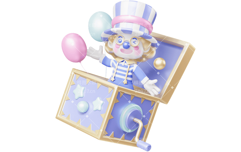 愚人节通用3D小丑人物元素素材