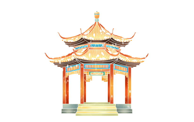 小雪节气通用国潮中国风传统建筑元素贴纸