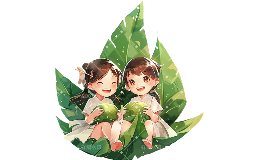 端午节通用插画粽子人物元素素材