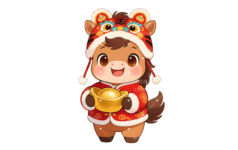 马年卡通感插画可爱小马元素