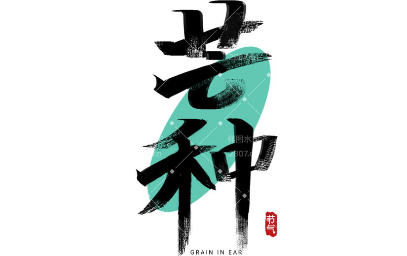 传统节气芒种节气二十四节气中国风国风中式感通用芒种艺术字标题元素