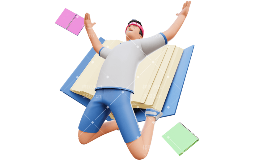 高考通用3D立体C4D高考冲刺人物组合元素素材