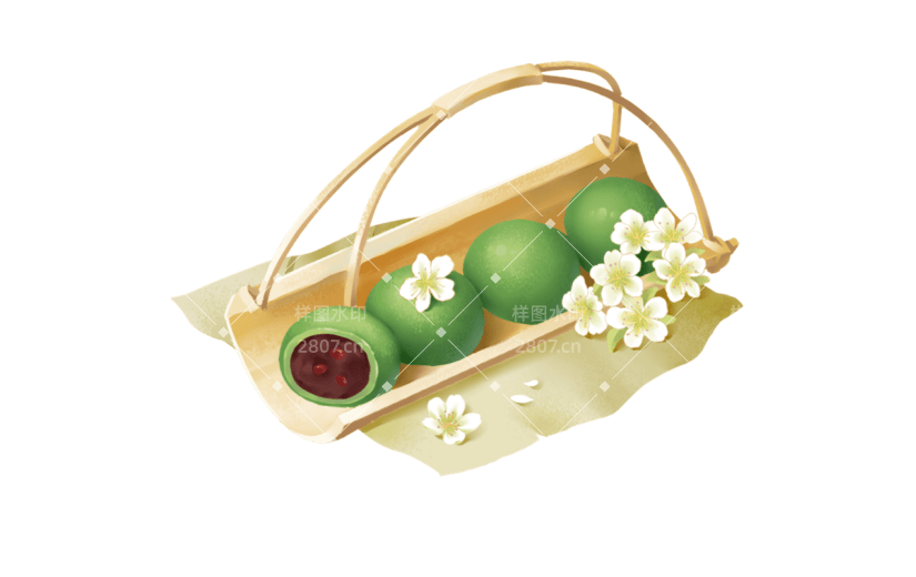 清明节清明写实风插画青团美食元素素材