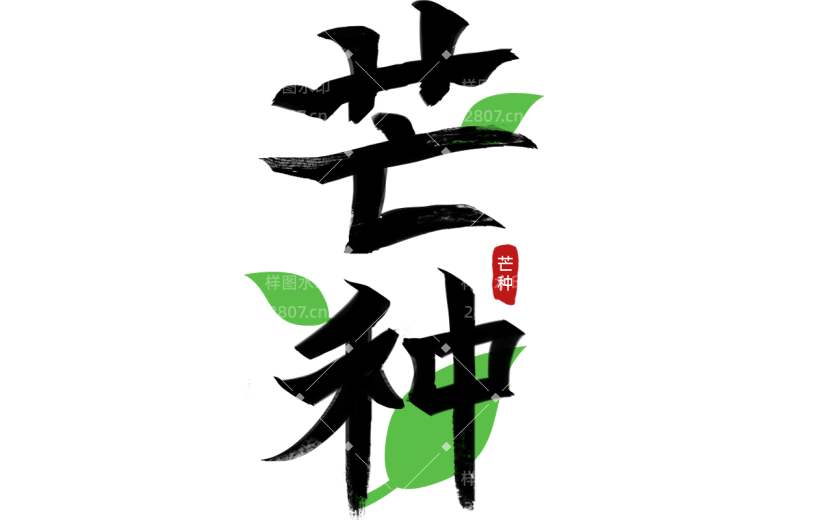 传统节气芒种节气二十四节气中国风国风中式感通用芒种艺术字标题元素