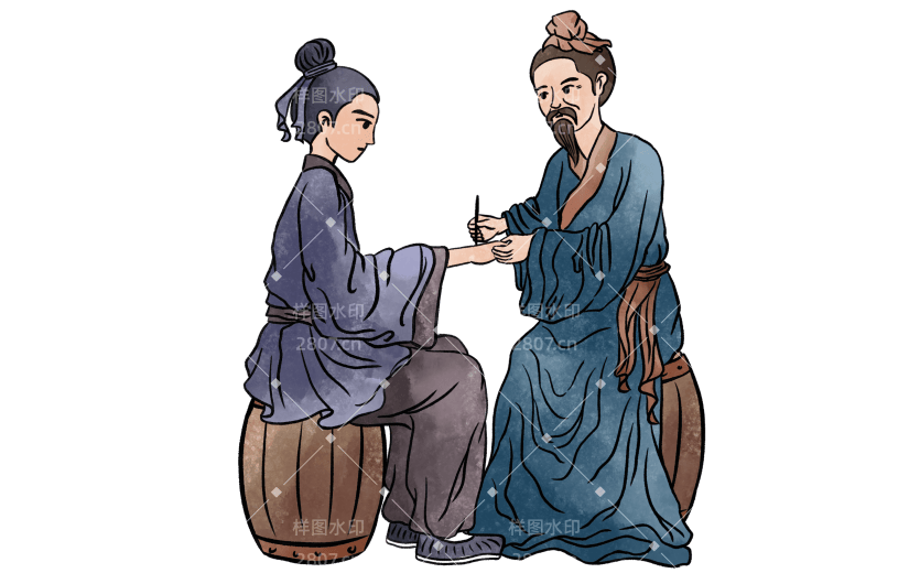 手绘古风人物针灸大尺寸贴纸3