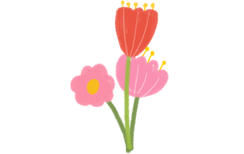 小红书蜡笔风花朵涂鸦可爱贴纸