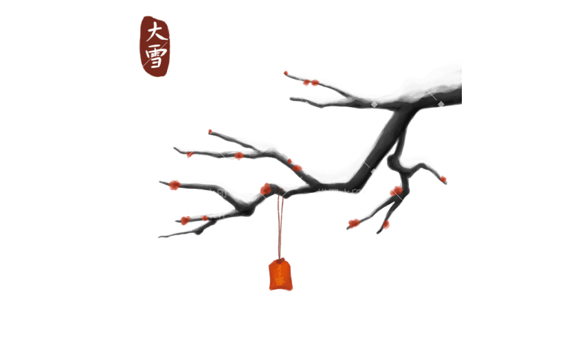 中国风大雪节气元素贴纸
