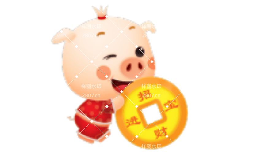 招财进宝卡通小猪插画