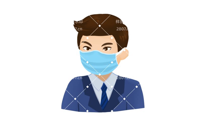 男士戴口罩抗击新冠病毒插画