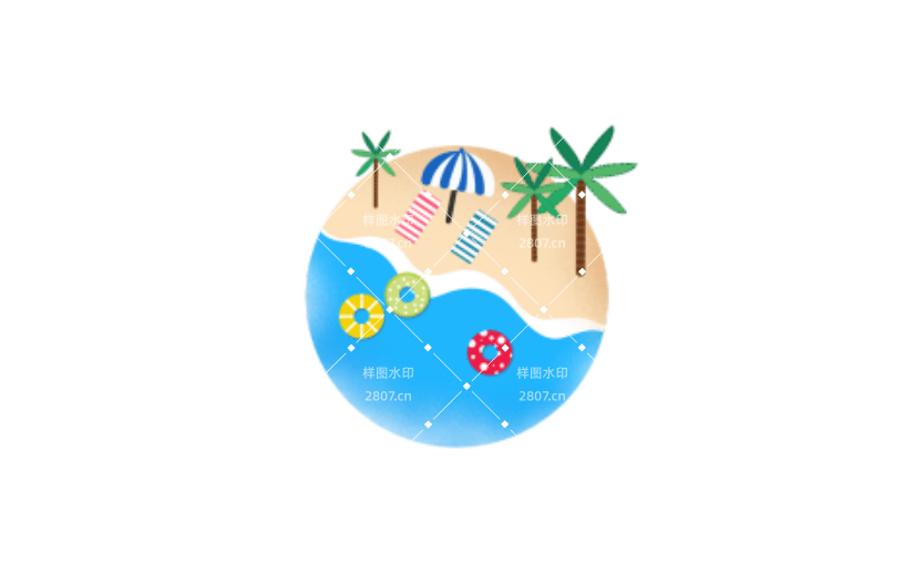 夏日风情海边椰树沙滩夏日元素