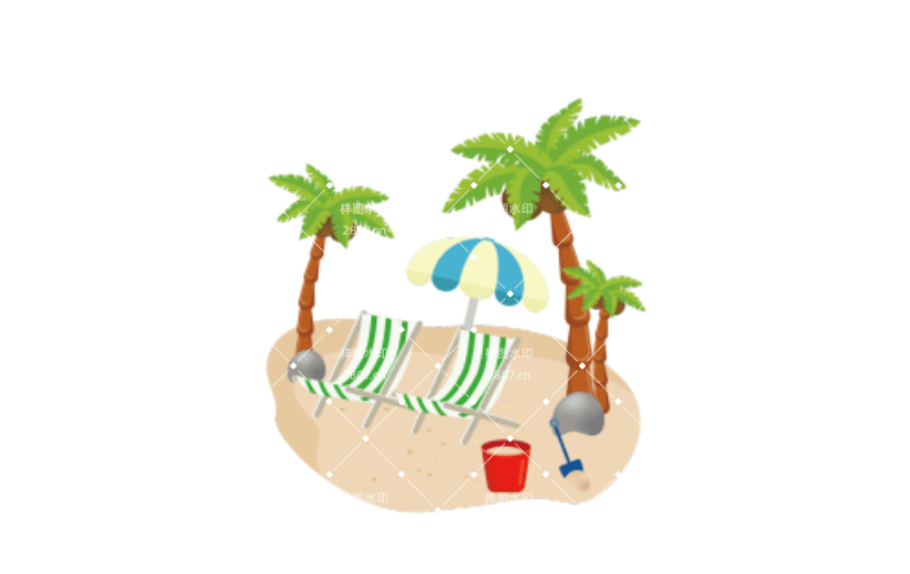 夏季椰树海滩矢量元素