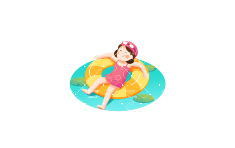 夏日人物游泳圈元素