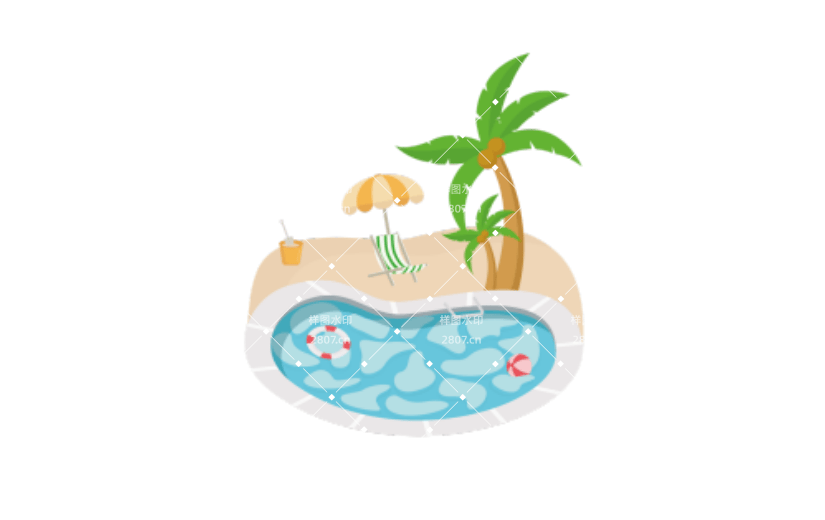 夏季泳池椰树矢量元素