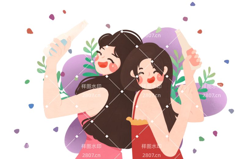 卡通娱乐活力年轻女孩青年节元素