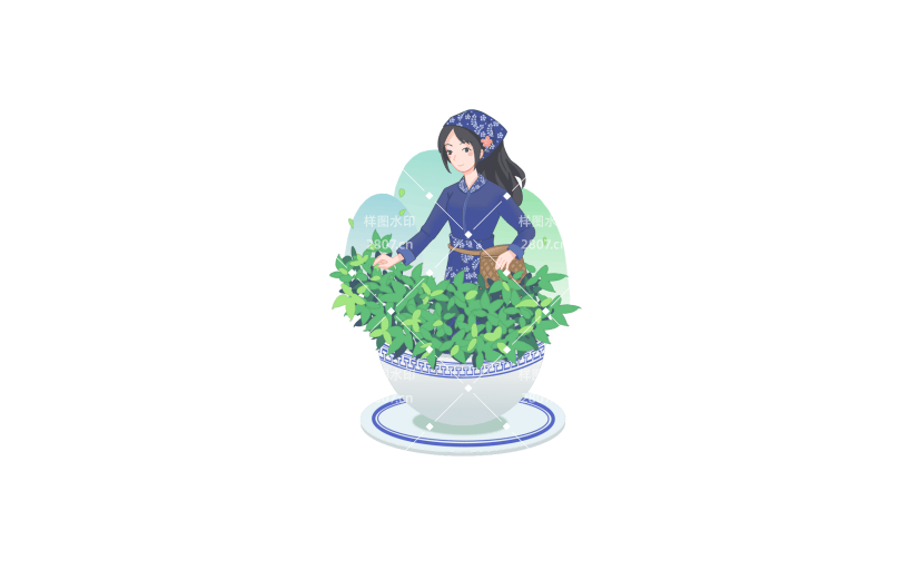 采茶女谷雨人物元素