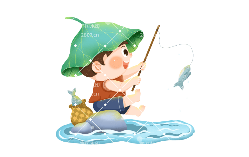 夏日钓鱼形象元素