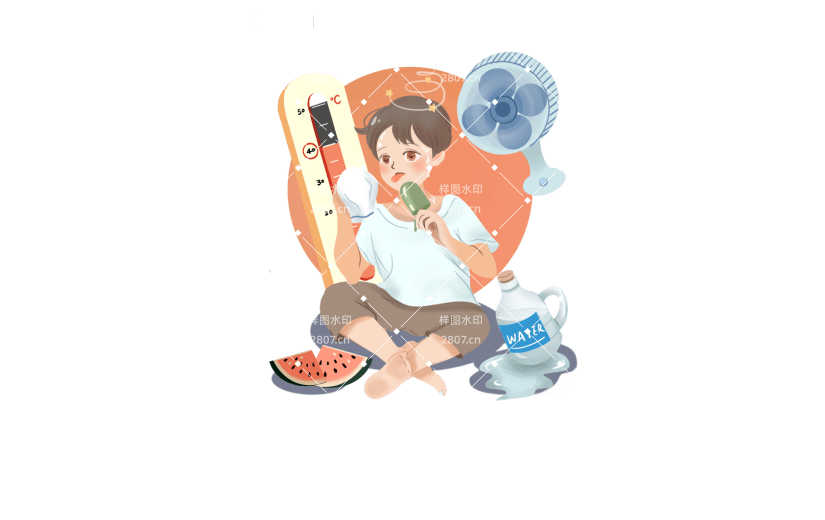 漫画酷暑组合元素