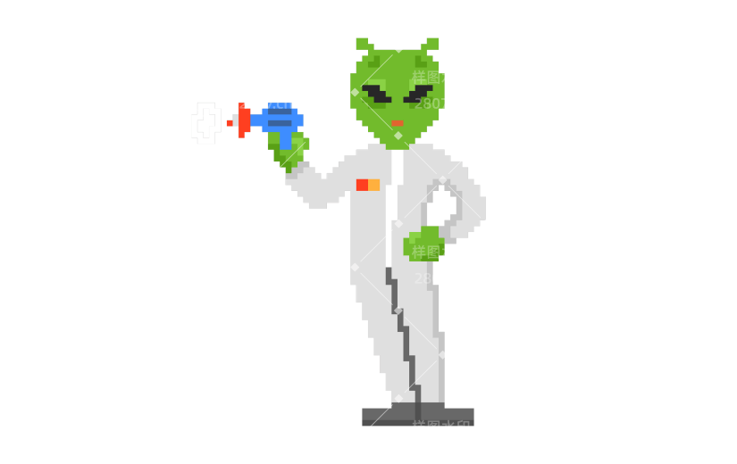 像素风格科技航空航天-外星人