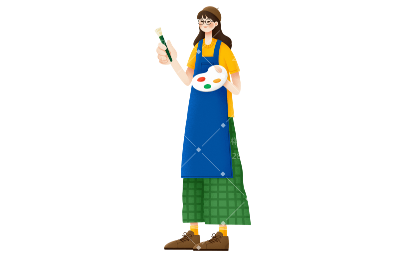 几何扁平纹理风格人物插画-画家