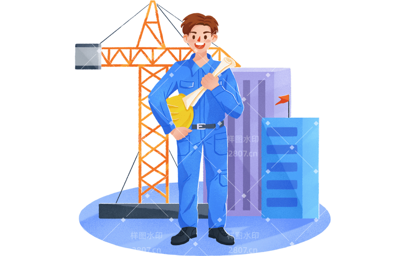 职业形象手绘贴纸-建筑工人