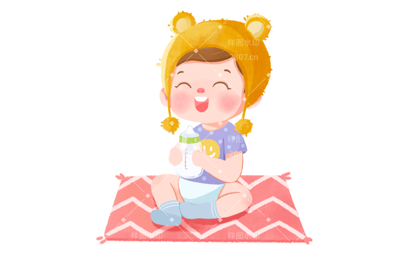 高质量人物插画-婴儿奶瓶