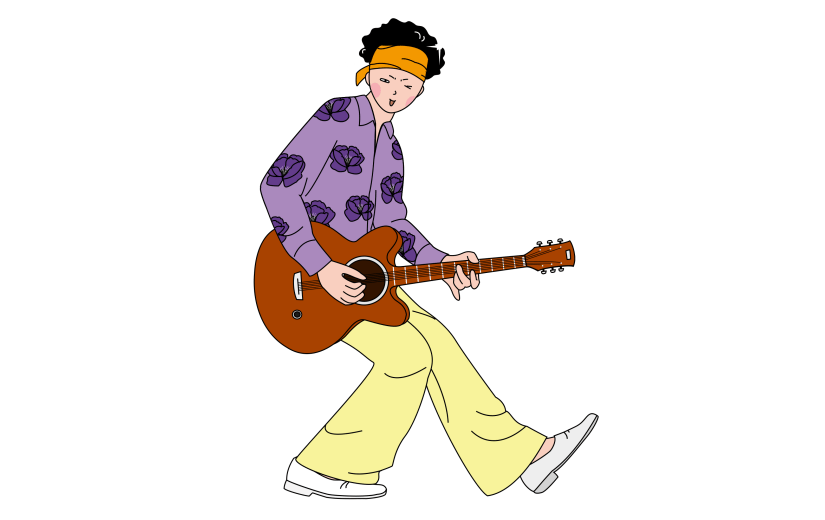 高质量插画-韩式漫画-吉他手