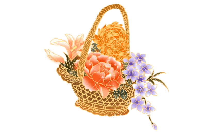 国潮细线白描-手持花篮
