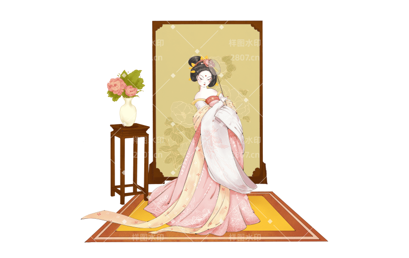 高质量人物插画-仕女图