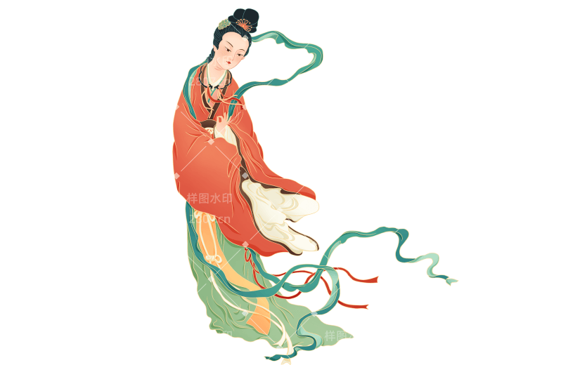 高质量插画-国潮细线白描