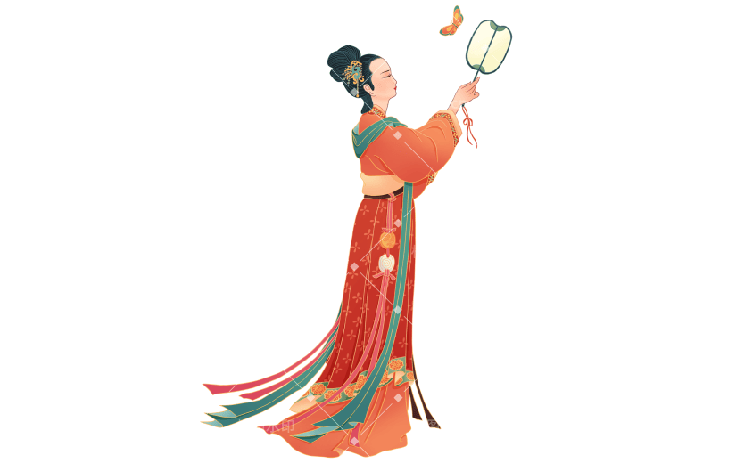 高质量插画-国潮细线白描