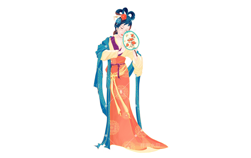 国潮细线白描文创产品素材