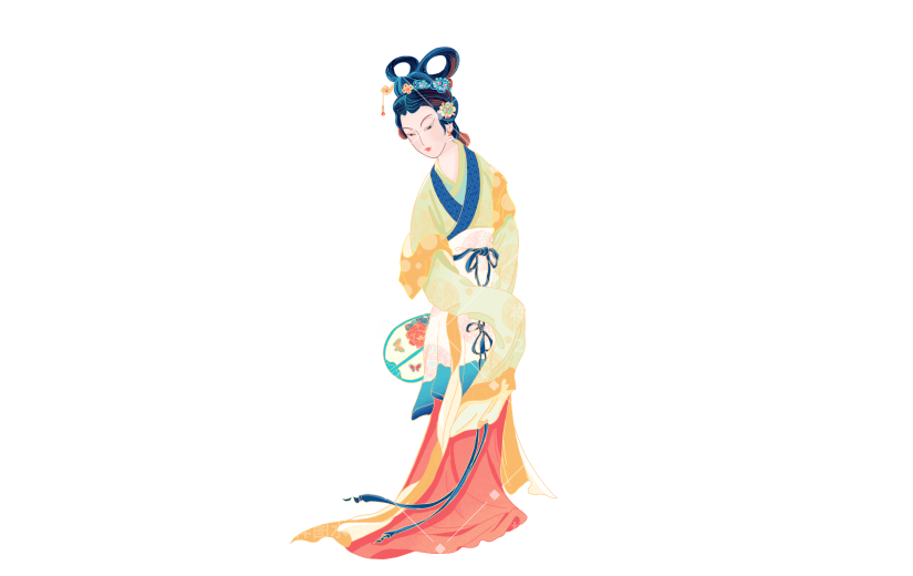 国潮细线白描文创产品素材