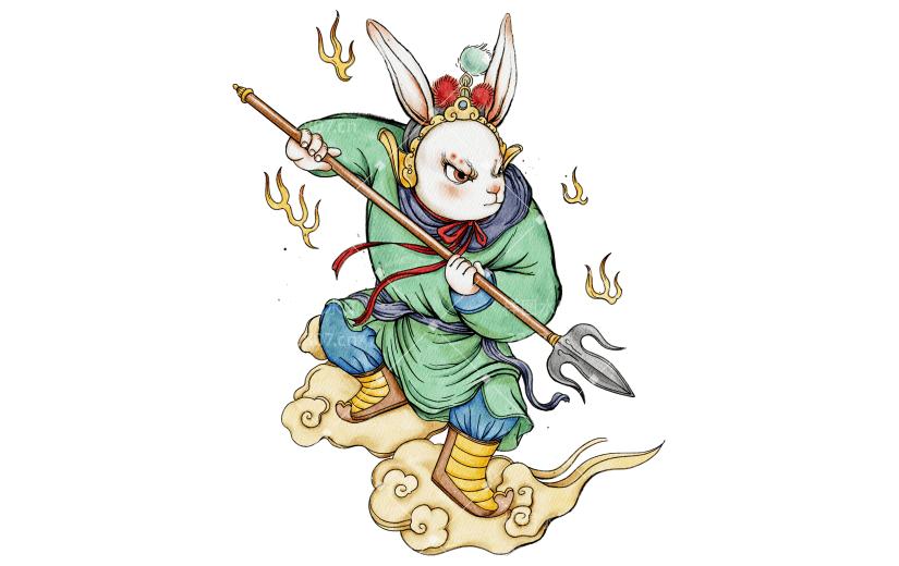 质量人物插画-水墨中国风-兔仙