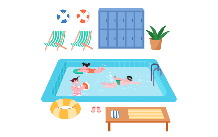 手绘-扁平风公共服务套系-游泳