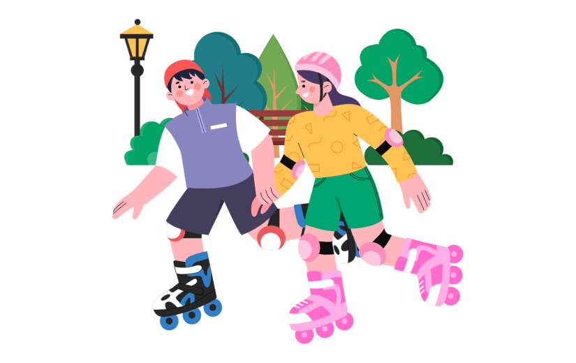 手绘-扁平风公共服务套系-轮滑