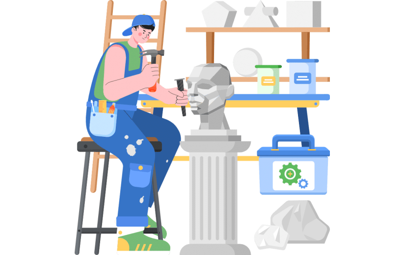 手绘-文化娱乐扁平插画SVG-雕塑